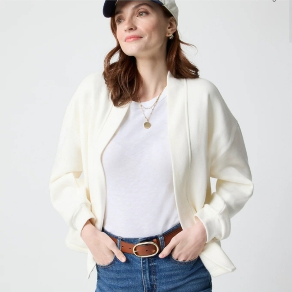 J Crew Factory Knit cardigan CL515 Size M NWT Cream Sweatshirt
